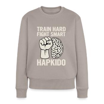 S’entraîner Dur Combattre Smart Hapkido - Pull Premium bio Femme - taupe - Devant - Julia (174cm)