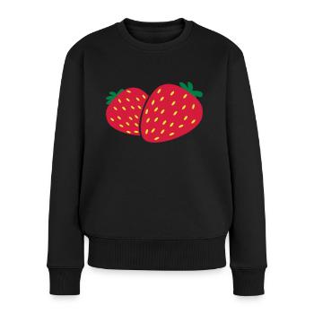 fraises Strawberry baies - Pull Premium bio Femme - noir - Devant - Julia (174cm)