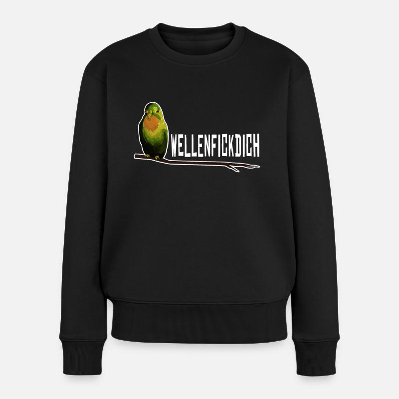 Wellensittich Wellenfickdich - Frauen Premium Bio Pullover - Schwarz