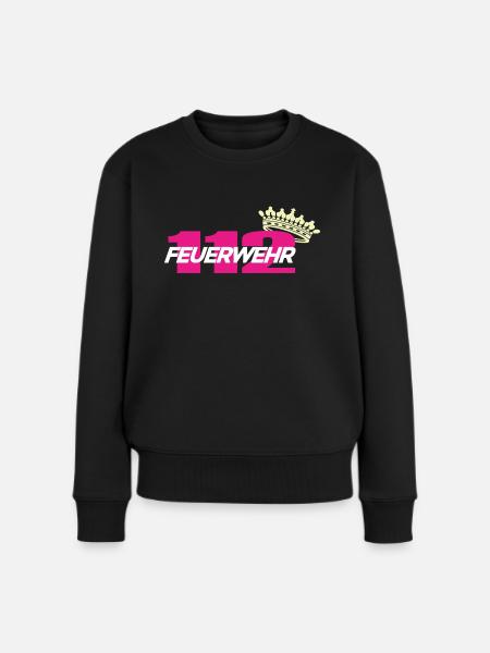 Feuerwehrfrau Feuer Pink - Frauen Premium Bio Pullover - Schwarz