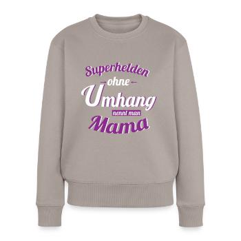 superheld - Frauen Premium Bio Pullover - Taupe - Vorne - Julia (174cm)