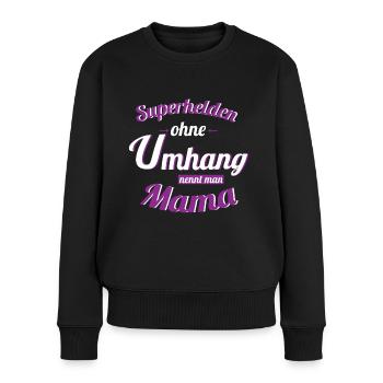 superheld - Frauen Premium Bio Pullover - Schwarz - Vorne - Julia (174cm)