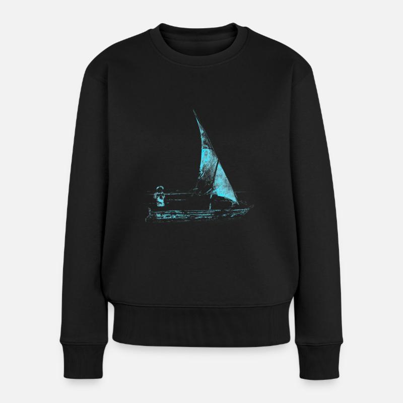 Segelboot - Frauen Premium Bio Pullover - Schwarz
