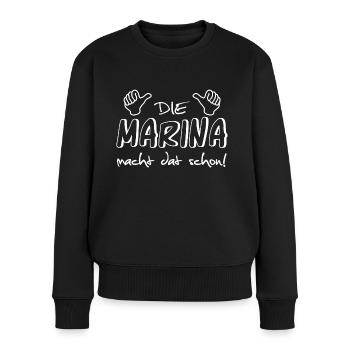 marina - Frauen Premium Bio Pullover - Schwarz - Vorne - Julia (174cm)