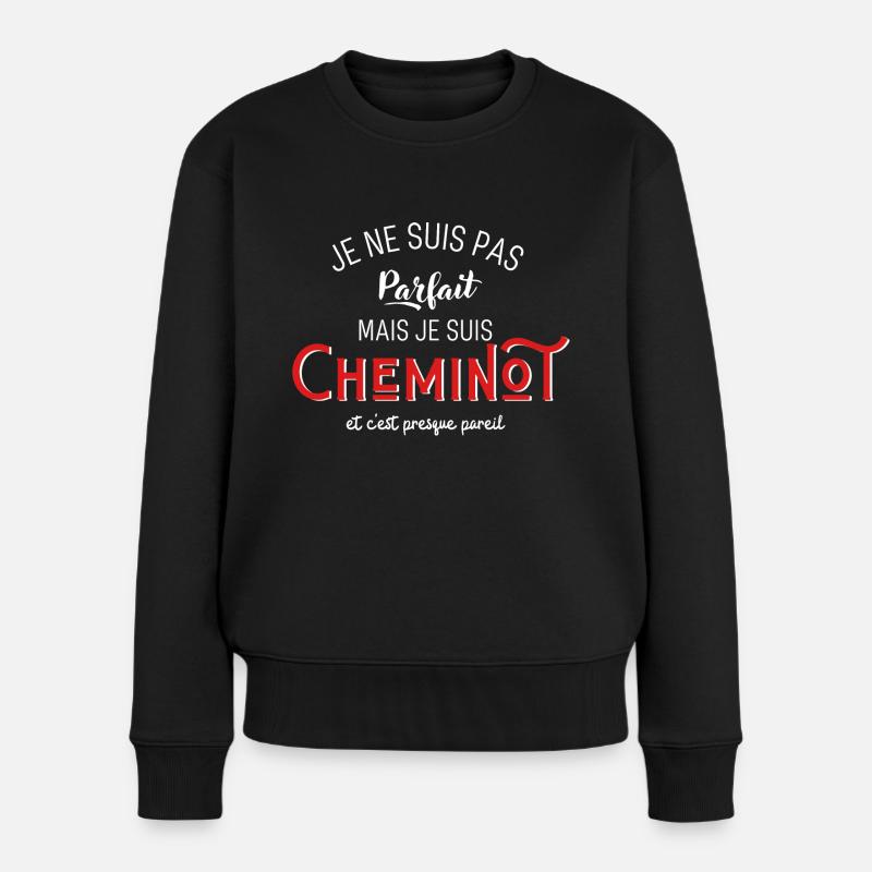 pas parfait mais cheminot - Pull Premium bio Femme - noir