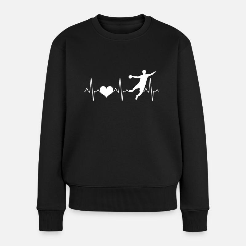 Handball Herzschlag - Frauen Premium Bio Pullover - Schwarz