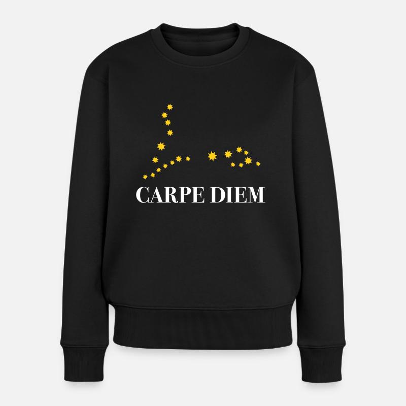 Carpe Diem nutze den Tag Sternbild Fische Horoskop - Frauen Premium Bio Pullover - Schwarz