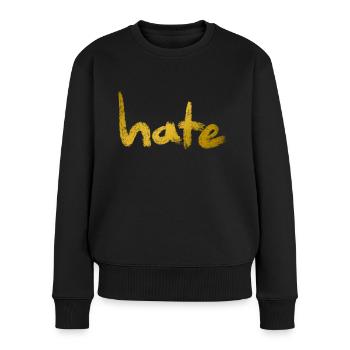 Texte de haine Or - Pull Premium bio Femme - noir - Devant - Julia (174cm)
