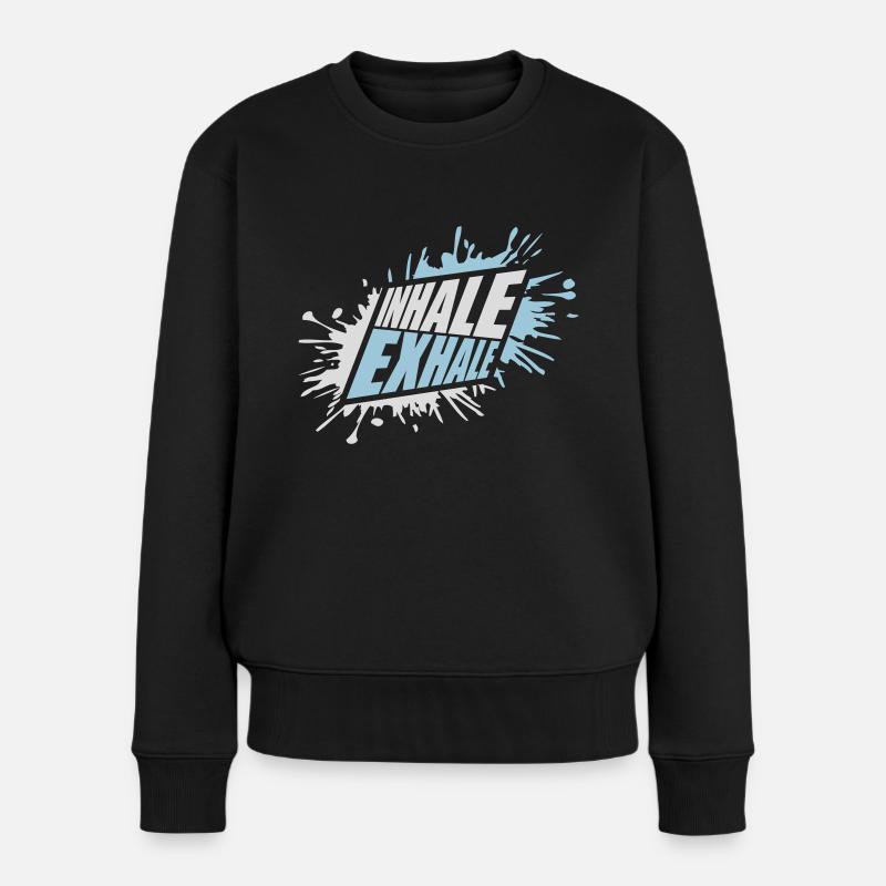 inhale exhale yoga Zitat - Frauen Premium Bio Pullover - Schwarz