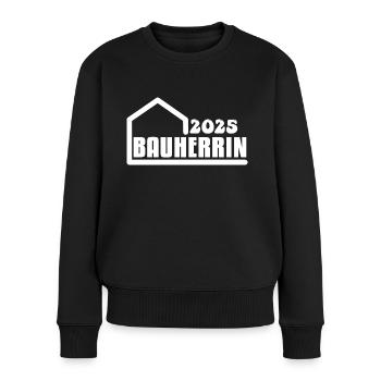 Bauherrin 2025 - Frauen Premium Bio Pullover - Schwarz - Vorne - Julia (174cm)