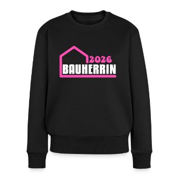 Bauherrin 2026 - Frauen Premium Bio Pullover - Schwarz - Vorne - Julia (174cm)
