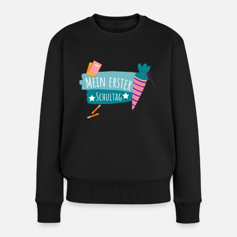 MEIN ERSTER SCHULTAG - Frauen Premium Bio Pullover - Schwarz