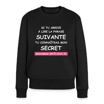 je vais être marraine - Pull Premium bio Femme - noir - Devant - Julia (174cm)