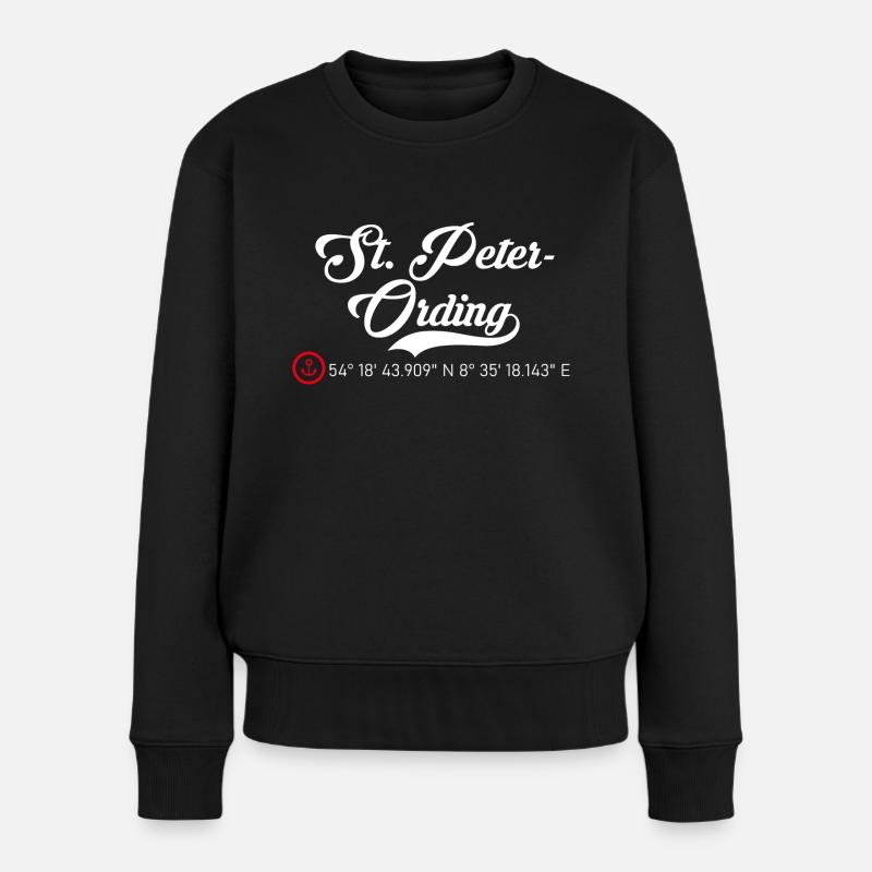 St. Peter Ording roter Anker Koordinaten - Frauen Premium Bio Pullover - Schwarz