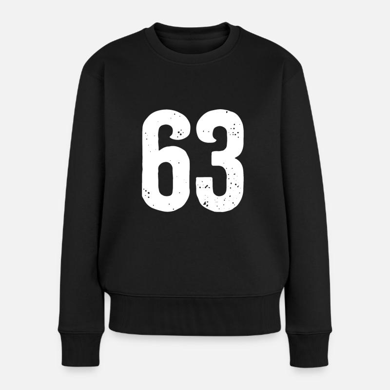 63 Zahlen Weiß - Frauen Premium Bio Pullover - Schwarz