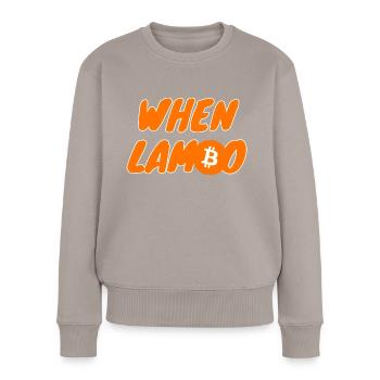 Crypto quand Lambo BTC Bitcoin 1 - Pull Premium bio Femme - taupe - Devant - Julia (174cm)