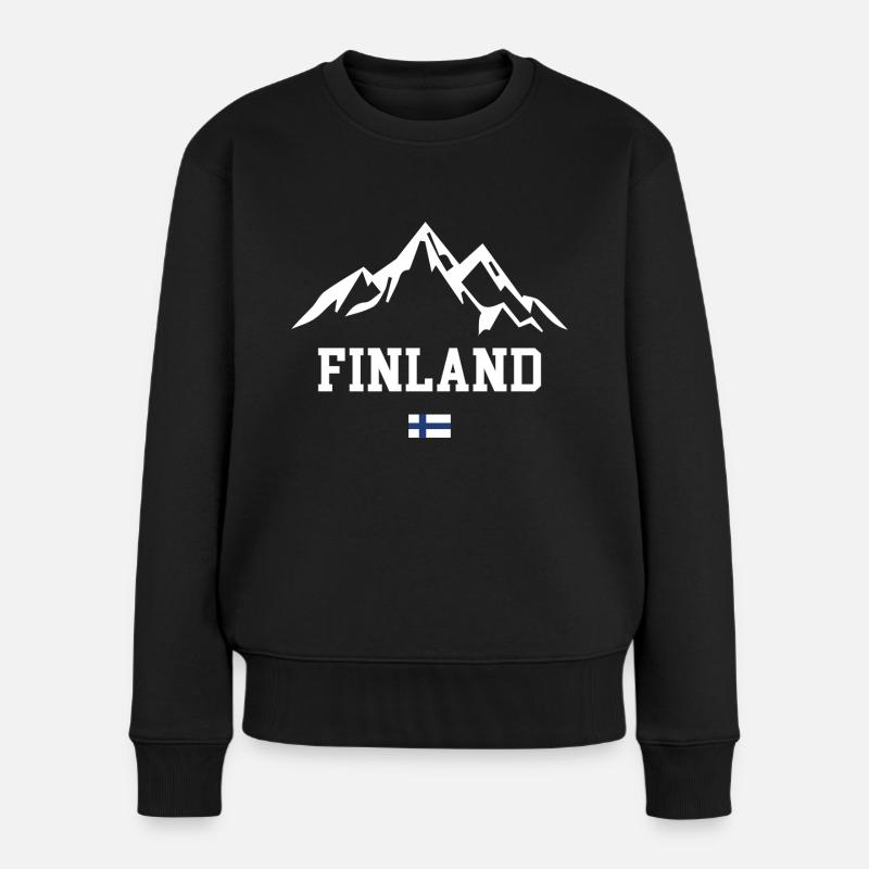 Finnland Berge Urlaub Berg - Frauen Premium Bio Pullover - Schwarz