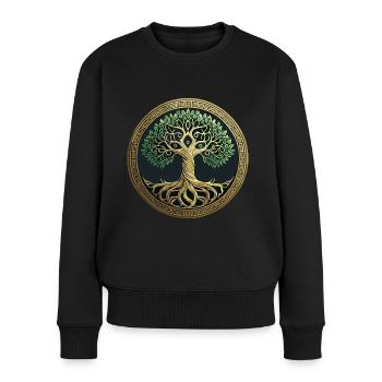Baum des Lebens Wikinger Midgard Thor Walhalla - Frauen Premium Bio Pullover - Schwarz - Vorne - Julia (174cm)