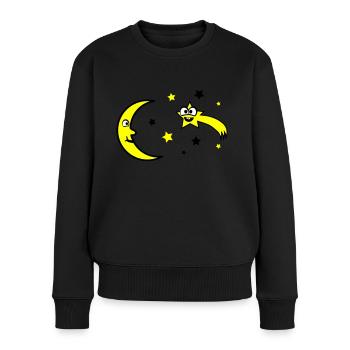 mond und sterne - Frauen Premium Bio Pullover - Schwarz - Vorne - Julia (174cm)