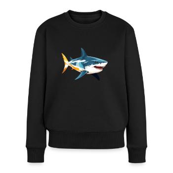Hai Vektor Kunst mit lebendiger Farbillustration - Frauen Premium Bio Pullover - Schwarz - Vorne - Julia (174cm)