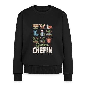 Garten Chefin Gartnärin Gartenarbeit Blume Pflanze - Frauen Premium Bio Pullover - Schwarz - Vorne - Julia (174cm)