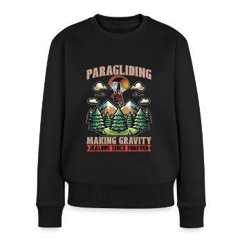 Le parapente rend jaloux la gravité Le parachutisme - Pull Premium bio Femme - noir - Devant - Julia (174cm)