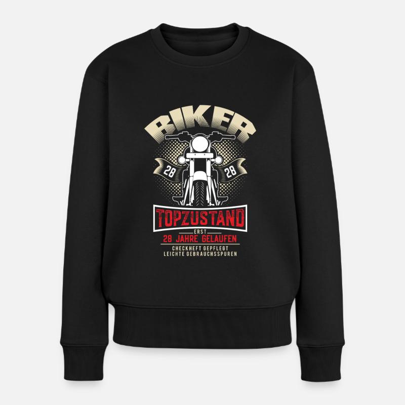 28. Geburtstag Motorradfahrer Motorrad - Frauen Premium Bio Pullover - Schwarz