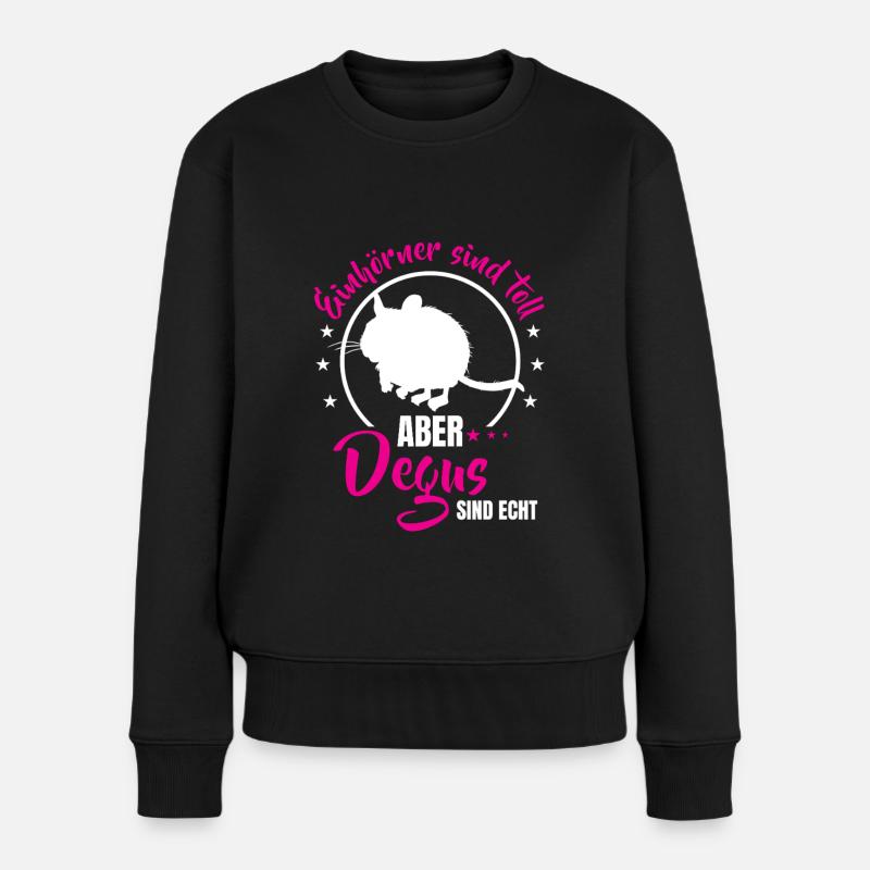 Degus sind echt Gewöhnlicher Degu - Frauen Premium Bio Pullover - Schwarz