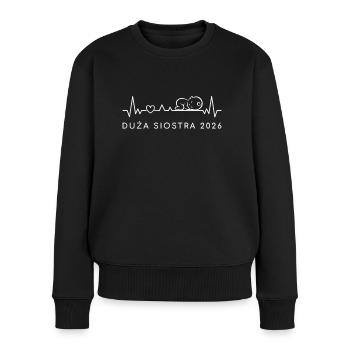 Große Schwester 2026 Herzschlag Polnisch - Frauen Premium Bio Pullover - Schwarz - Vorne - Julia (174cm)
