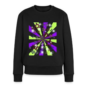 Retro Sterne 60er Vintage - Frauen Premium Bio Pullover - Schwarz - Vorne - Julia (174cm)
