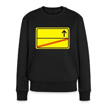 Ortsausgangsschild Leer - Frauen Premium Bio Pullover - Schwarz - Vorne - Julia (174cm)