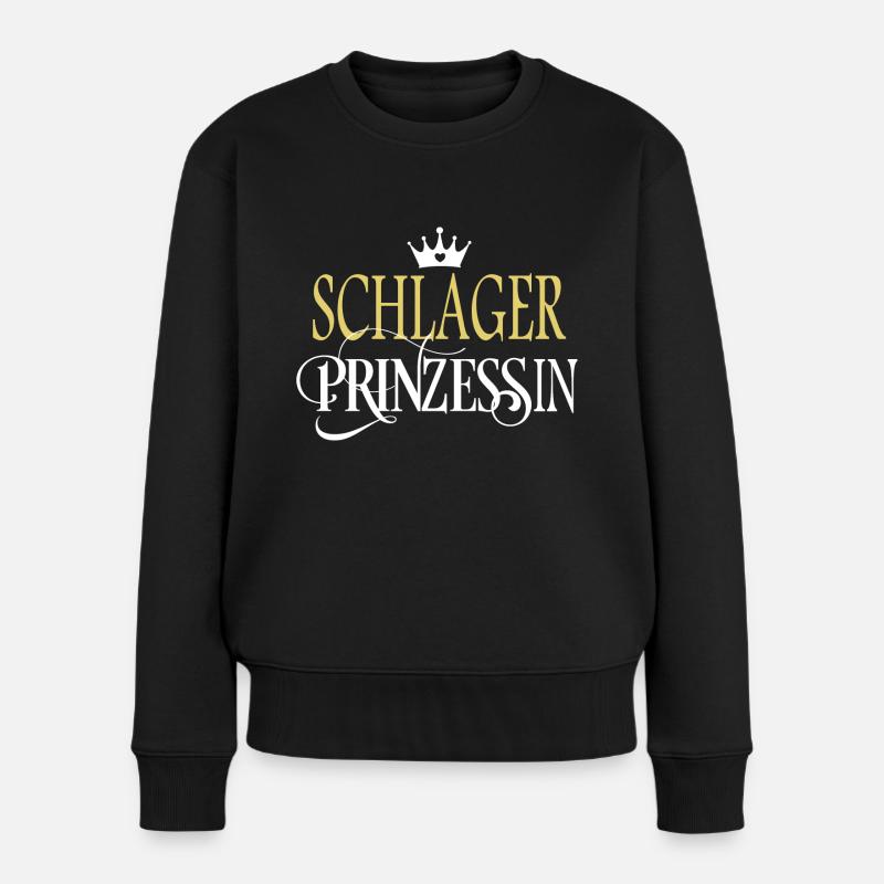 Schlager Prinzessin Schlagerprinzessin Schlagerfan - Frauen Premium Bio Pullover - Schwarz