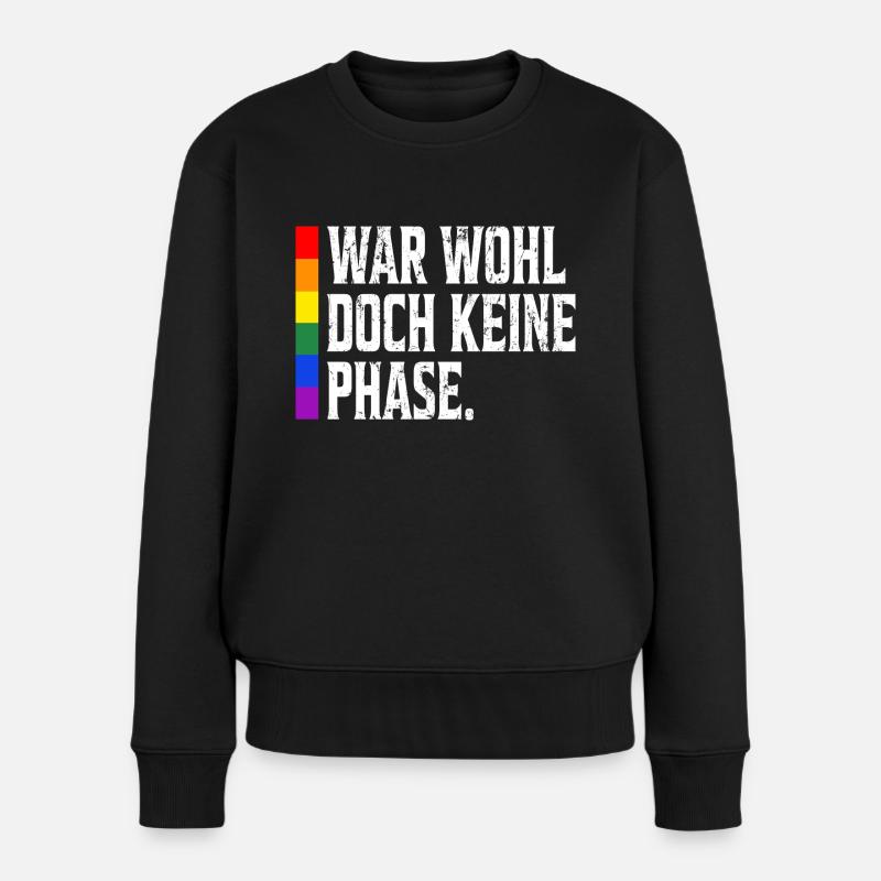 Rainbow Regenbogen Lesbe Pride LGBTQ Kleidung Mann - Frauen Premium Bio Pullover - Schwarz
