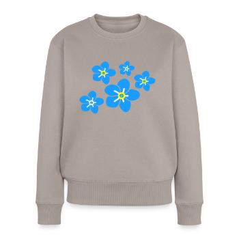 Vergiss mich nicht Blume2 - Frauen Premium Bio Pullover - Taupe - Vorne - Julia (174cm)