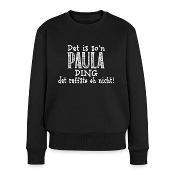 paula - Frauen Premium Bio Pullover - Schwarz - Vorne - Julia (174cm)