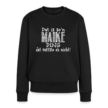 maike - Frauen Premium Bio Pullover - Schwarz - Vorne - Julia (174cm)