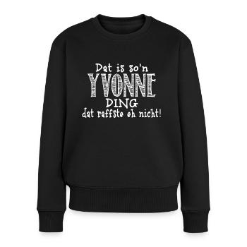 yvonne - Frauen Premium Bio Pullover - Schwarz - Vorne - Julia (174cm)