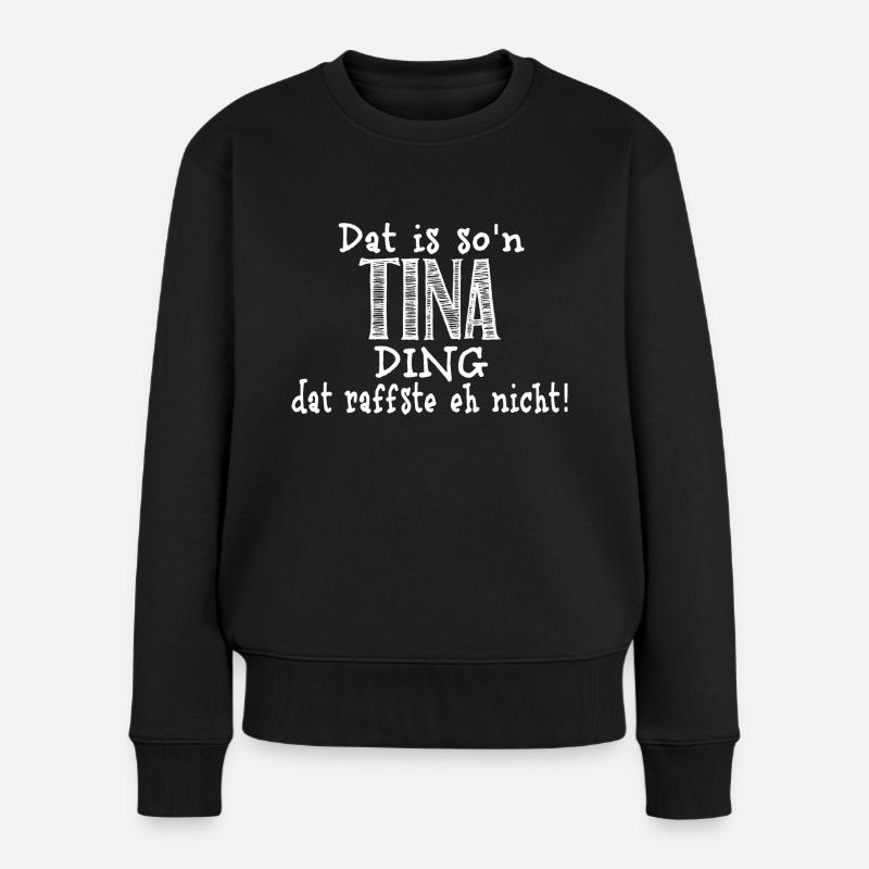 tina - Frauen Premium Bio Pullover - Schwarz