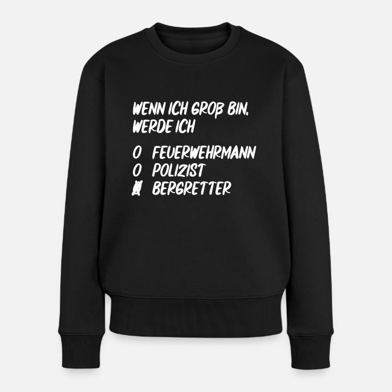 Ich werde Bergretter - Frauen Premium Bio Pullover - Schwarz