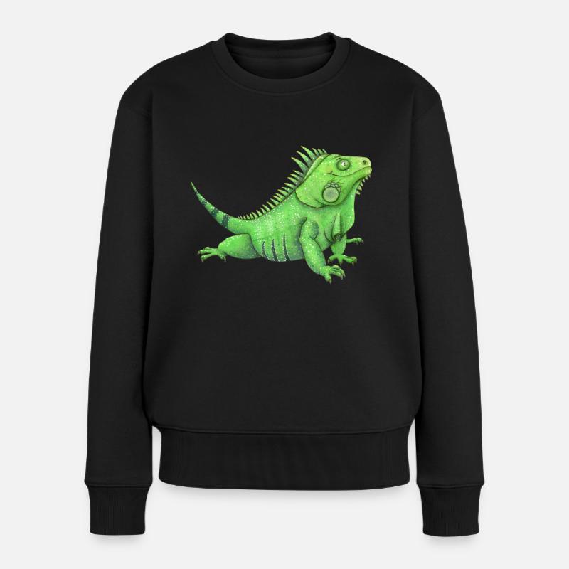 lustiger Leguan - Frauen Premium Bio Pullover - Schwarz