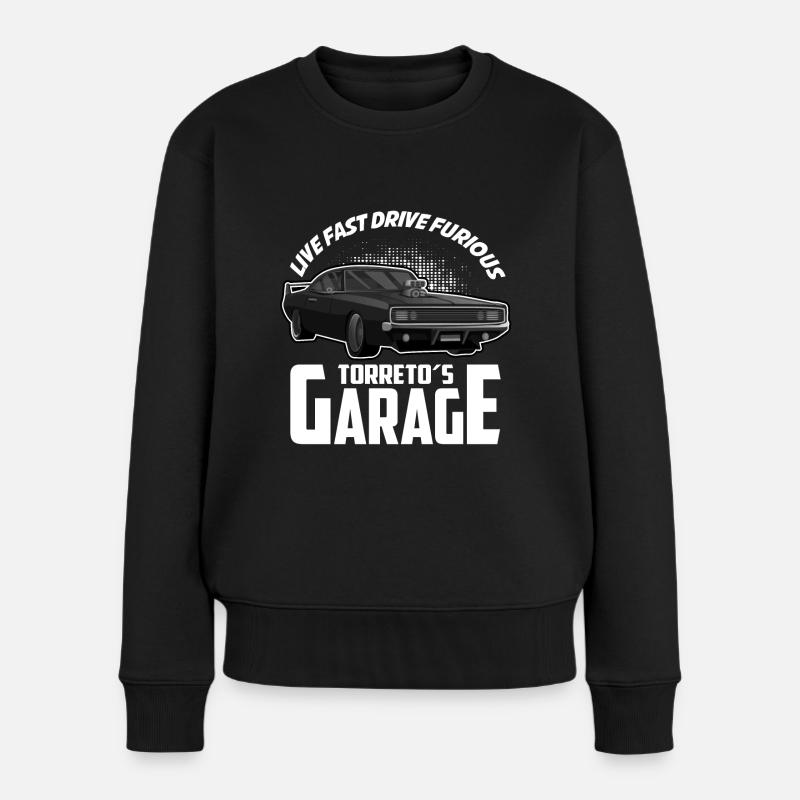 Toretto's Garage | Tuner Werkstatt - Frauen Premium Bio Pullover - Schwarz