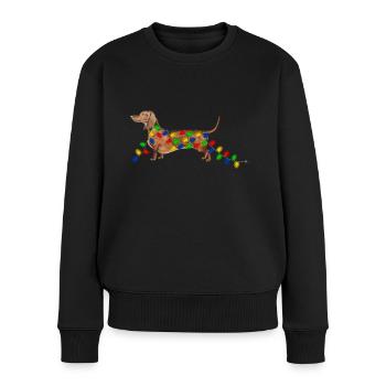 Weihnachten Dackel Weihnachtsdackel - Frauen Premium Bio Pullover - Schwarz - Vorne - Julia (174cm)