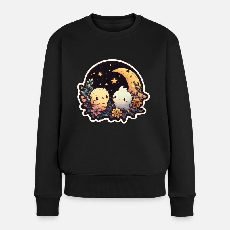 Verliebte Tierchen, Sternenhimmel - Frauen Premium Bio Pullover - Schwarz