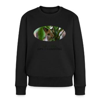 Alle Katzen sind schön - Frauen Premium Bio Pullover - Schwarz - Vorne - Julia (174cm)