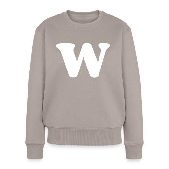 Buchstabe w - Frauen Premium Bio Pullover - Taupe - Vorne - Julia (174cm)