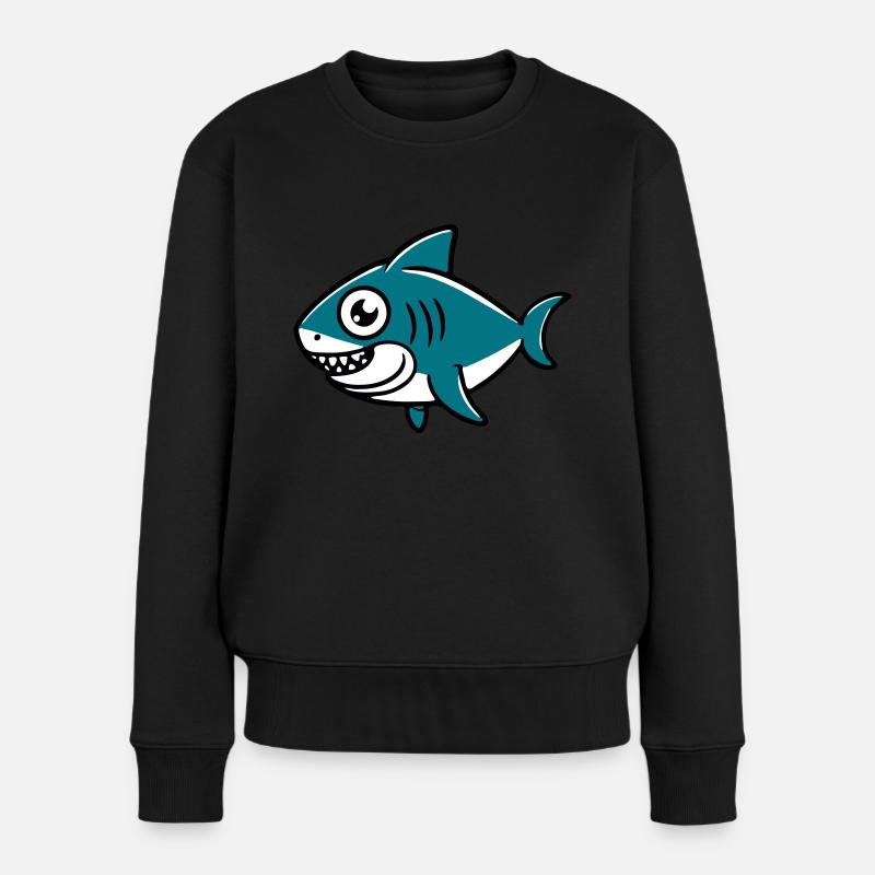 Requin dessin enfant - Pull Premium bio Femme - noir