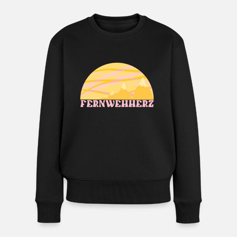 Reiselust Fernweh Herz - Frauen Premium Bio Pullover - Schwarz