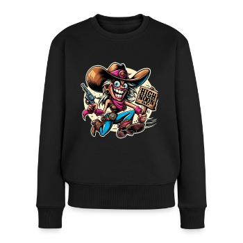 Dessin animé du Far West - Conception de bébé à midi - Pull Premium bio Femme - noir - Devant - Julia (174cm)