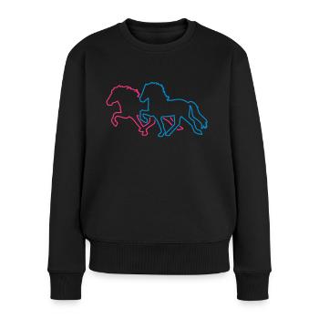 Tölt_Rennpass - Frauen Premium Bio Pullover - Schwarz - Vorne - Julia (174cm)