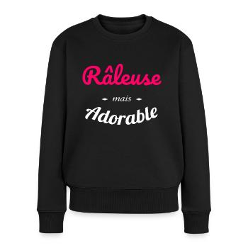 Râleuse mais adorable Cadeau humour drôle - Pull Premium bio Femme - noir - Devant - Julia (174cm)